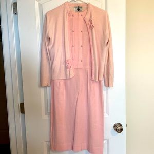 Vintage Pink Dress & Sweater Set size small